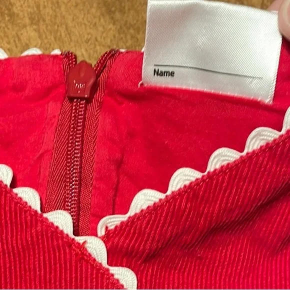 Hanna Andersson Red Corduroy Dress with Lace Trim - Picture 6 of 13